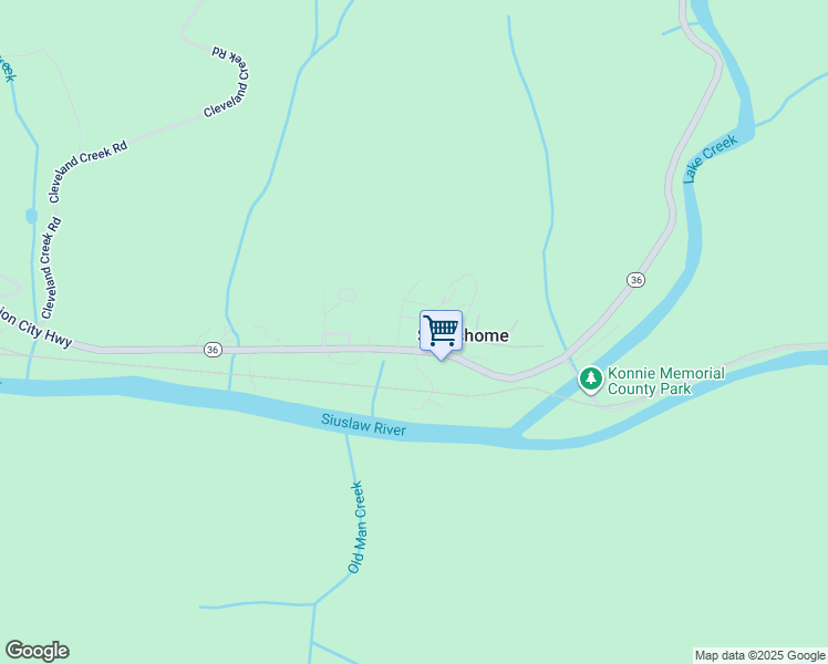 map of restaurants, bars, coffee shops, grocery stores, and more near 88890 Alder Street in Swisshome