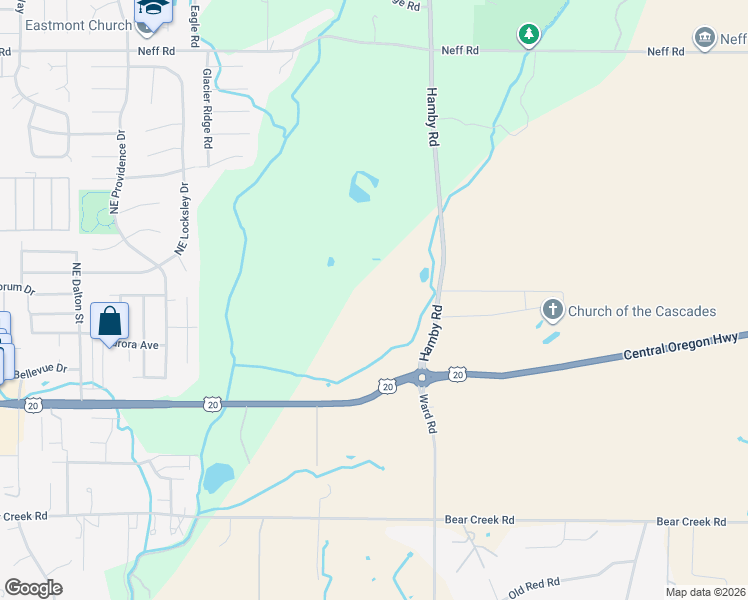 map of restaurants, bars, coffee shops, grocery stores, and more near 62175 Hamby Road in Bend