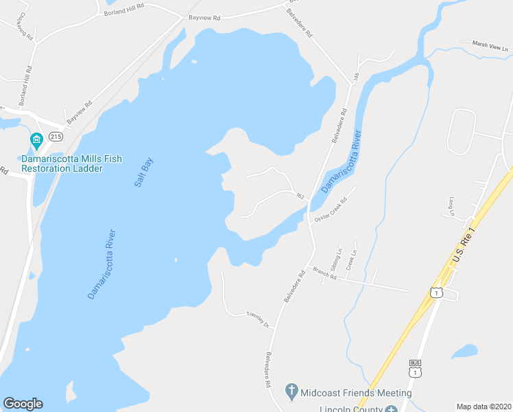 map of restaurants, bars, coffee shops, grocery stores, and more near 38 I62 in Nobleboro