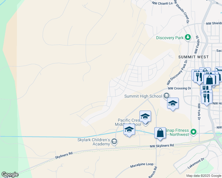 map of restaurants, bars, coffee shops, grocery stores, and more near 62200 Forest Service Road 4606 in Bend