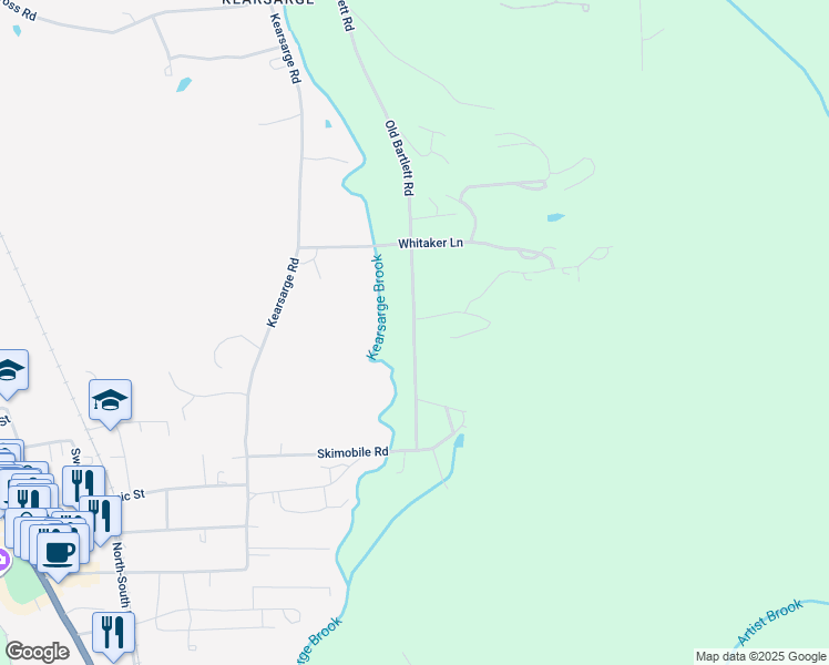 map of restaurants, bars, coffee shops, grocery stores, and more near North Chair Road in Conway