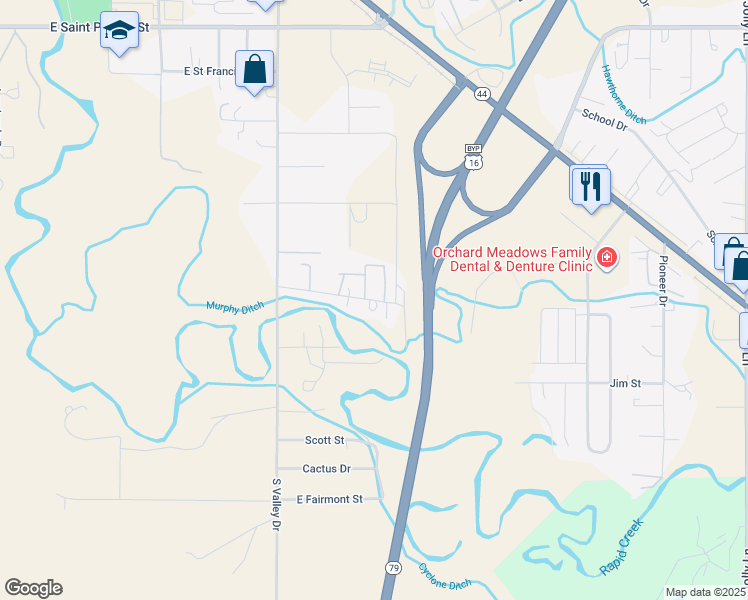 map of restaurants, bars, coffee shops, grocery stores, and more near 2657-2699 Cherry Wood Drive in Rapid City