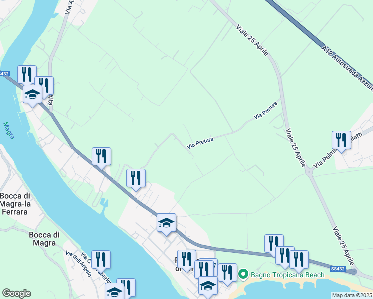 map of restaurants, bars, coffee shops, grocery stores, and more near 10 Via Pretura in Provincia della Spezia