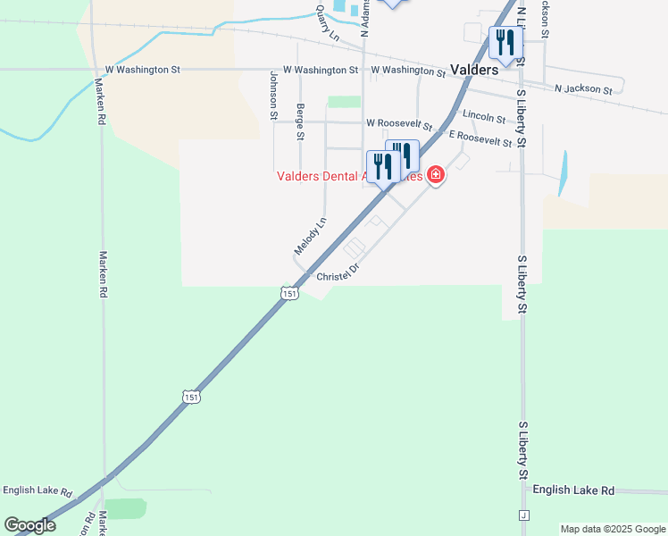 map of restaurants, bars, coffee shops, grocery stores, and more near 721 Calumet Drive in Valders
