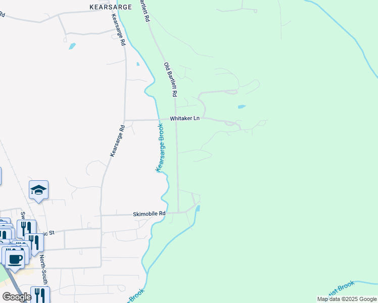 map of restaurants, bars, coffee shops, grocery stores, and more near North Chair Road in Conway