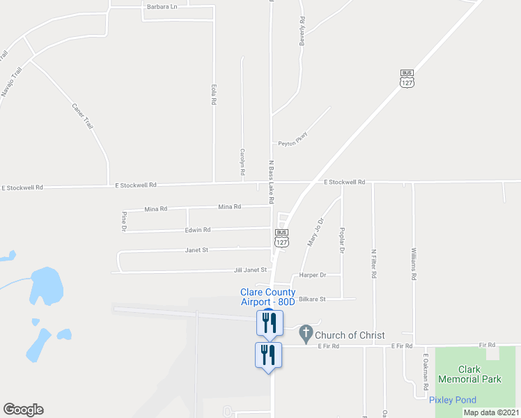 map of restaurants, bars, coffee shops, grocery stores, and more near 1974 Mina Road in Harrison