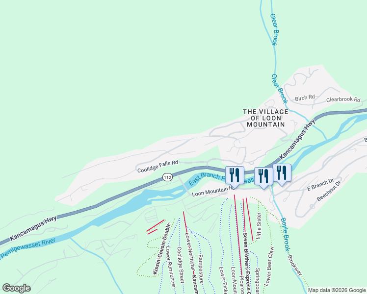 map of restaurants, bars, coffee shops, grocery stores, and more near 122 Big Coolidge Road in Lincoln
