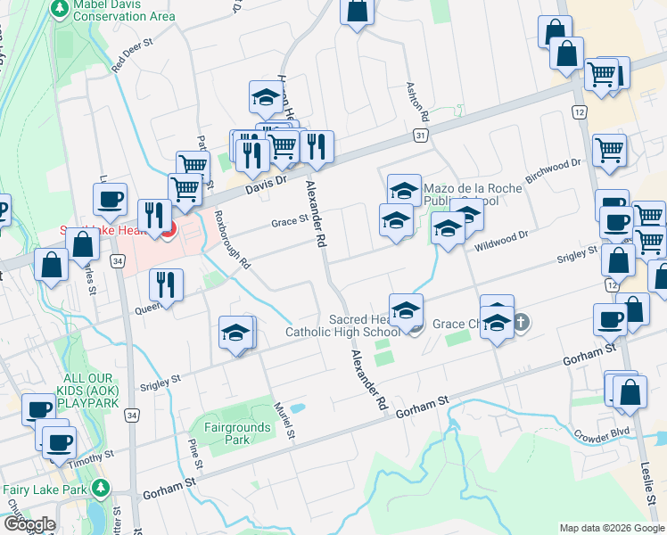map of restaurants, bars, coffee shops, grocery stores, and more near 796 Arnold Crescent in Newmarket