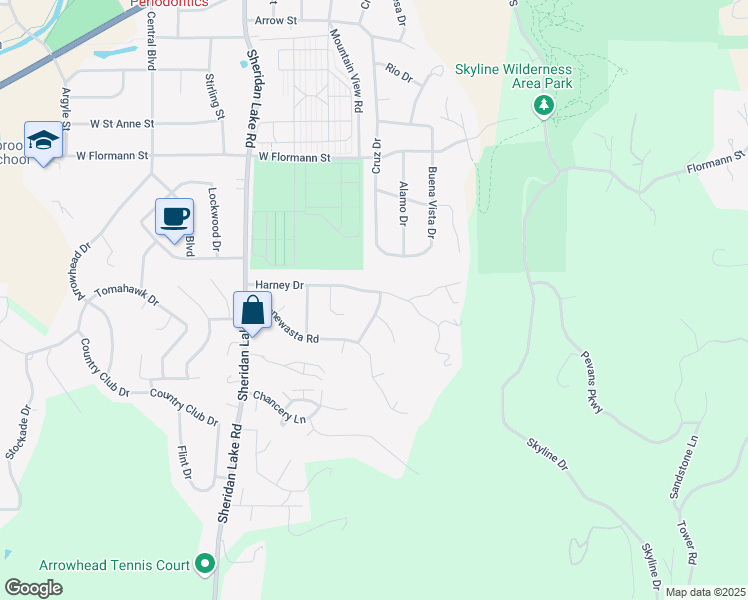 map of restaurants, bars, coffee shops, grocery stores, and more near 2701 Westgate Drive in Rapid City