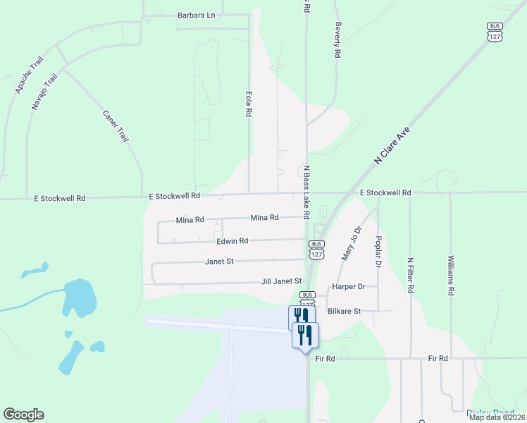map of restaurants, bars, coffee shops, grocery stores, and more near 1891 Mina Road in Harrison