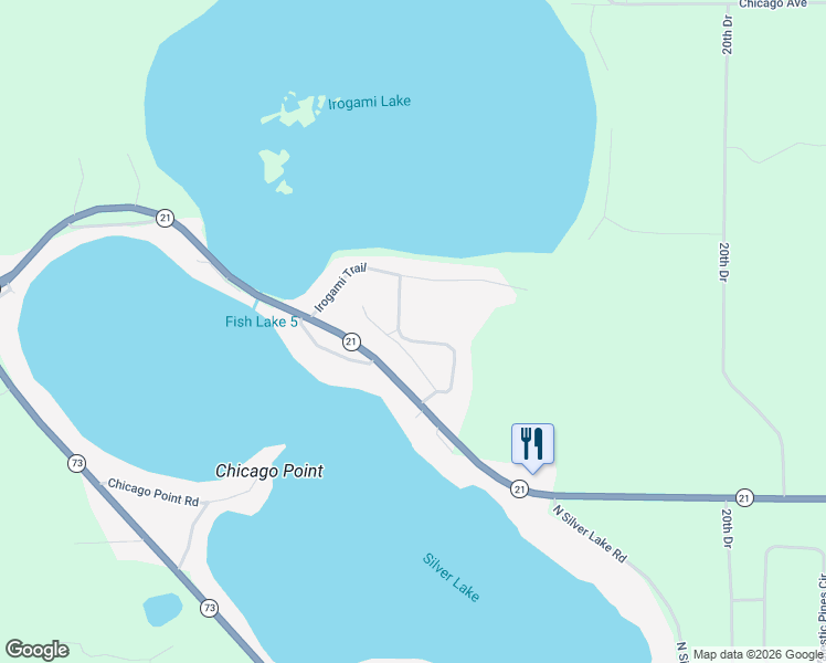 map of restaurants, bars, coffee shops, grocery stores, and more near N2256 Vacation Village Drive in Wautoma