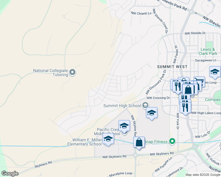 map of restaurants, bars, coffee shops, grocery stores, and more near 62200 Forest Service Road 4606 in Bend