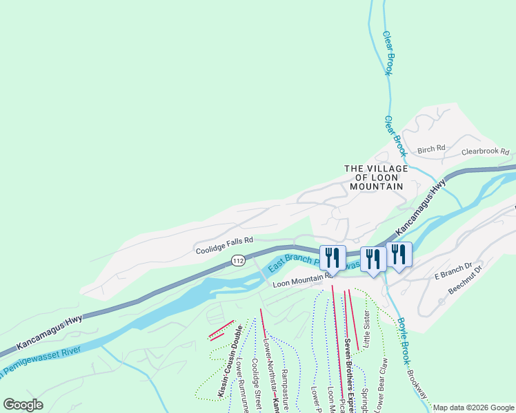 map of restaurants, bars, coffee shops, grocery stores, and more near 122 Big Coolidge Road in Lincoln