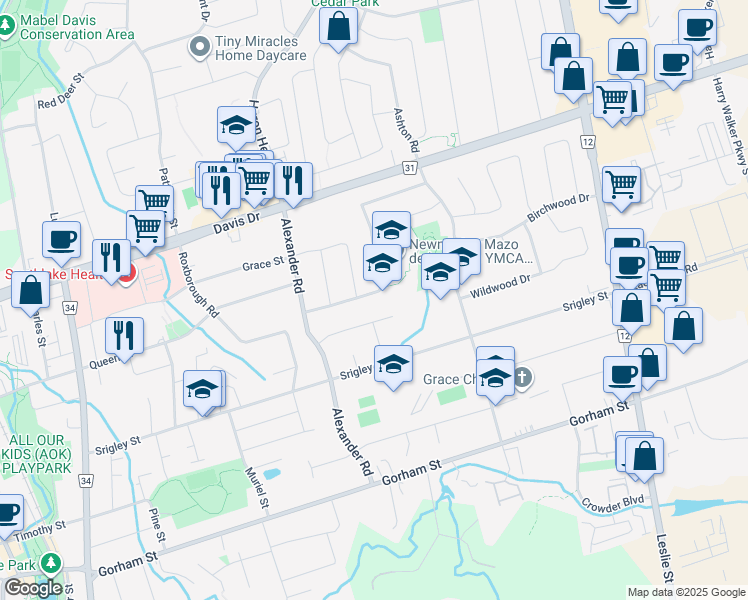 map of restaurants, bars, coffee shops, grocery stores, and more near 850 Arnold Crescent in Newmarket
