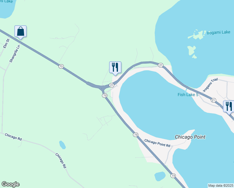 map of restaurants, bars, coffee shops, grocery stores, and more near N2206 Wisconsin 73 in Wautoma
