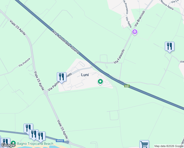 map of restaurants, bars, coffee shops, grocery stores, and more near 2 Piazza Giuseppe di Vittorio in Luni Mare