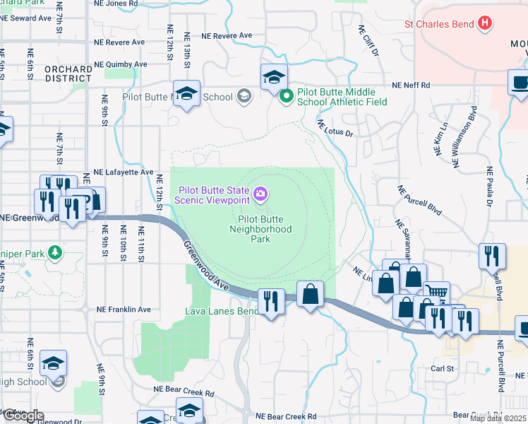 map of restaurants, bars, coffee shops, grocery stores, and more near 1310 Northeast Highway 20 in Bend