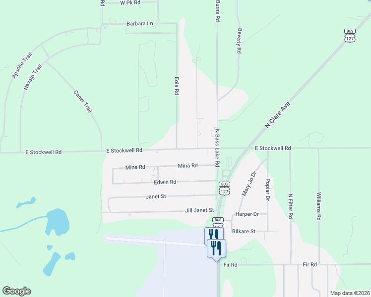 map of restaurants, bars, coffee shops, grocery stores, and more near 1843 East Stockwell Road in Harrison