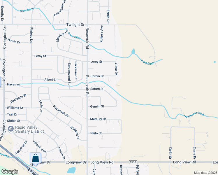 map of restaurants, bars, coffee shops, grocery stores, and more near 5720 Saturn Drive in Rapid City