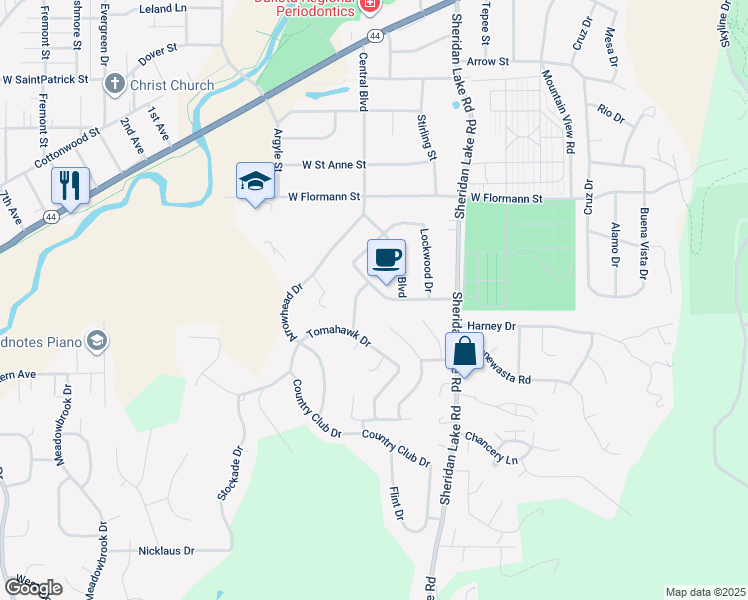 map of restaurants, bars, coffee shops, grocery stores, and more near 2502 Junction Dr in Rapid City