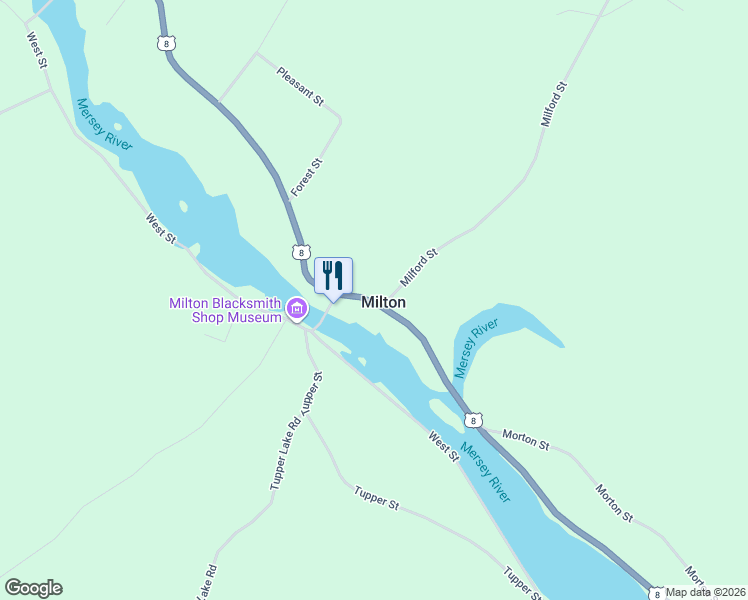 map of restaurants, bars, coffee shops, grocery stores, and more near in Milton