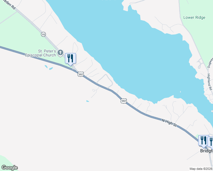 map of restaurants, bars, coffee shops, grocery stores, and more near 27 Oberg Circle in Bridgton