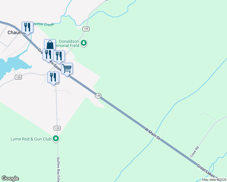 map of restaurants, bars, coffee shops, grocery stores, and more near 12737 New York 12E in Chaumont