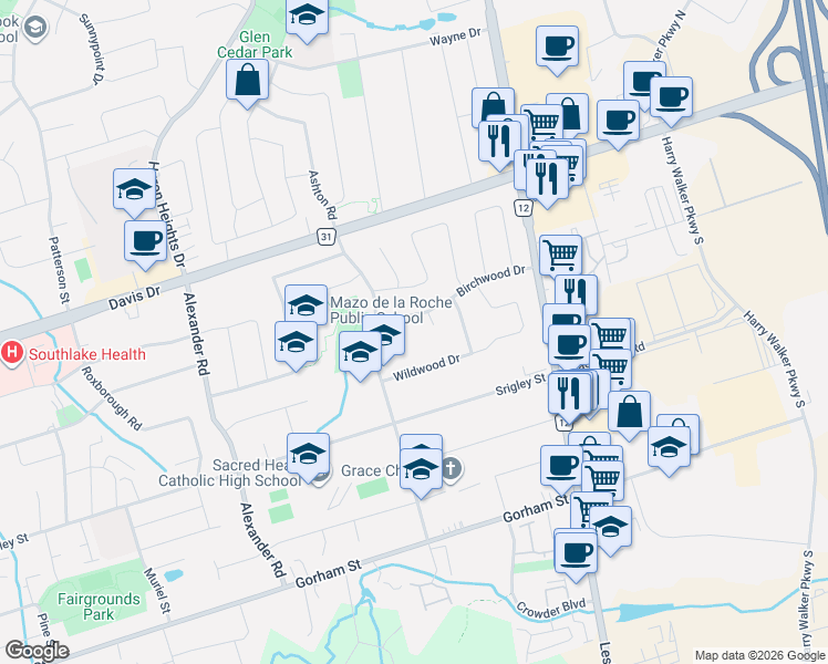 map of restaurants, bars, coffee shops, grocery stores, and more near 93 Lambeth Court in Newmarket