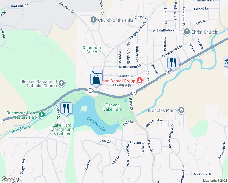 map of restaurants, bars, coffee shops, grocery stores, and more near 4030 Jackson Blvd in Rapid City