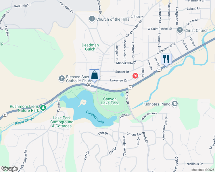 map of restaurants, bars, coffee shops, grocery stores, and more near 4030 Jackson Blvd in Rapid City