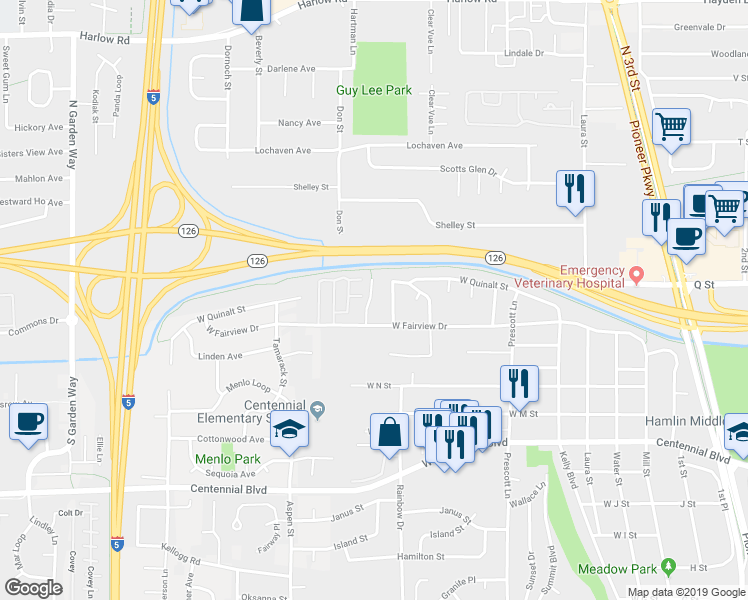 map of restaurants, bars, coffee shops, grocery stores, and more near 1741 Fairhaven Street in Springfield