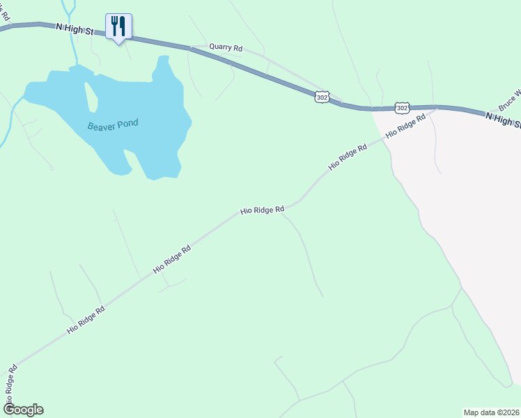 map of restaurants, bars, coffee shops, grocery stores, and more near 147 Hio Ridge Road in Bridgton