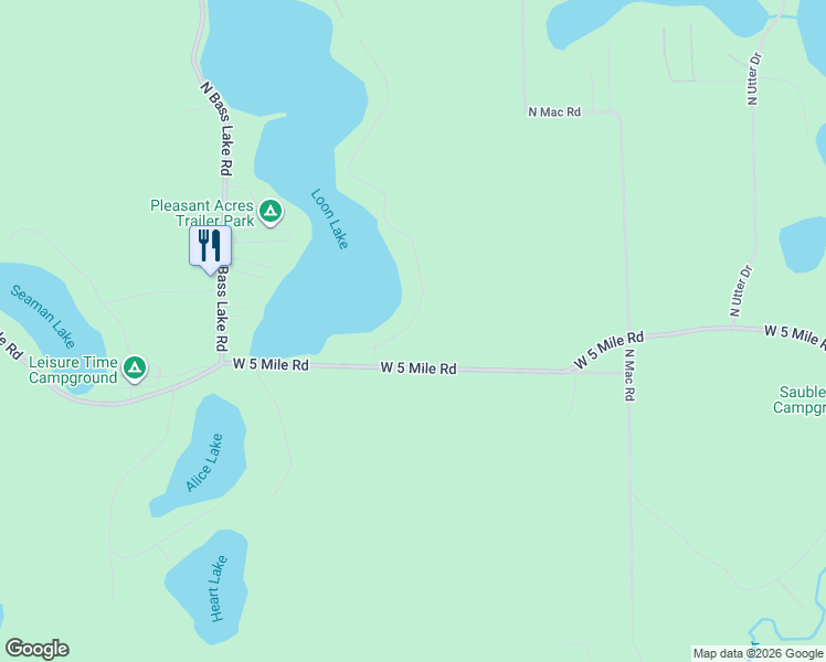 map of restaurants, bars, coffee shops, grocery stores, and more near 5100 North Red Maple Street in Irons