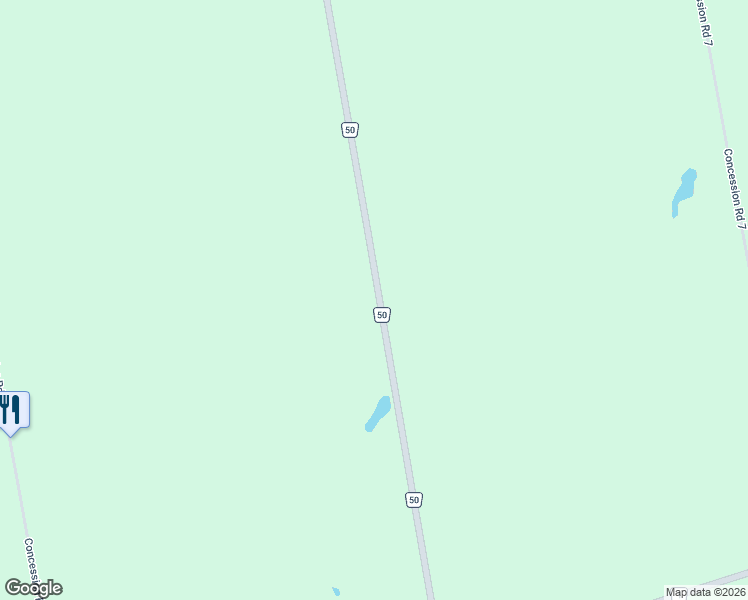 map of restaurants, bars, coffee shops, grocery stores, and more near 3122 Simcoe County Road 50 in Loretto
