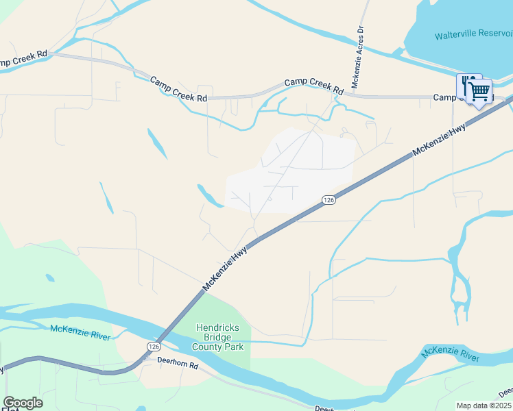 map of restaurants, bars, coffee shops, grocery stores, and more near 88178 Millican Road in Springfield