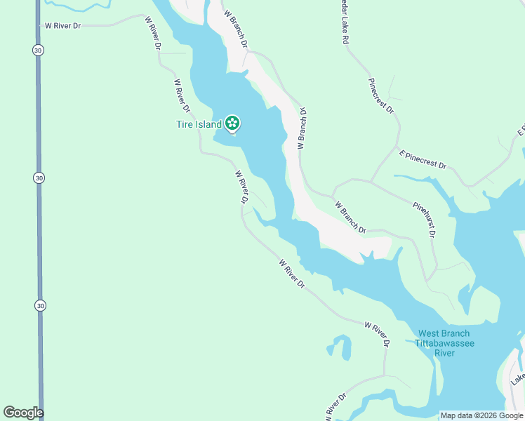 map of restaurants, bars, coffee shops, grocery stores, and more near 3274 Beaver Court in Gladwin