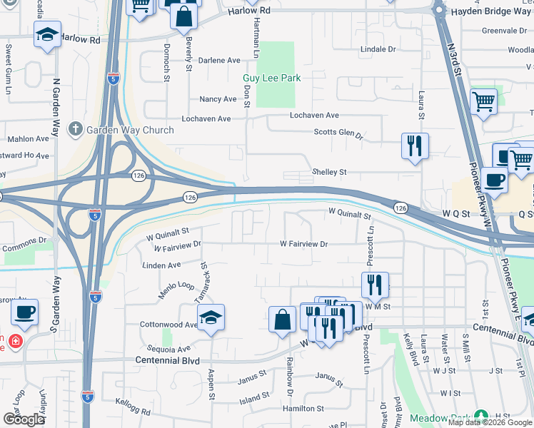 map of restaurants, bars, coffee shops, grocery stores, and more near 1786 Fairhaven Street in Springfield