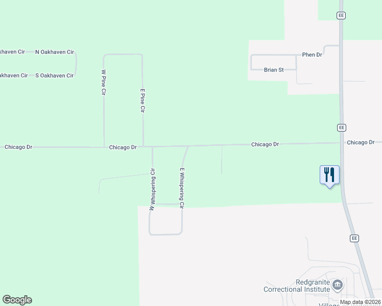 map of restaurants, bars, coffee shops, grocery stores, and more near N2290 Whispering Circle in Redgranite
