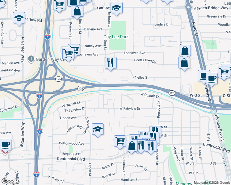 map of restaurants, bars, coffee shops, grocery stores, and more near 1786 Fairhaven Street in Springfield