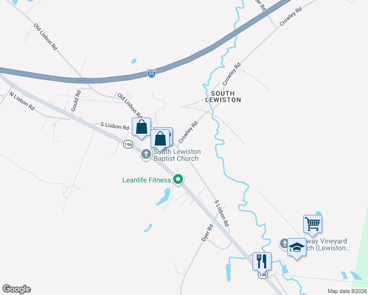 map of restaurants, bars, coffee shops, grocery stores, and more near 44 S Lisbon Rd in Lewiston