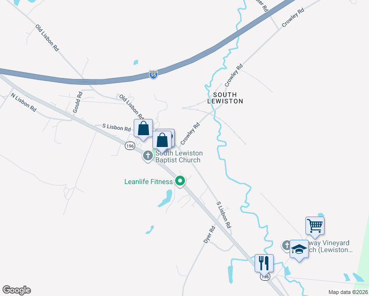 map of restaurants, bars, coffee shops, grocery stores, and more near 44 South Lisbon Road in Lewiston