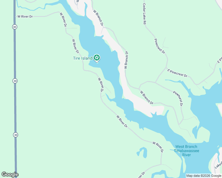 map of restaurants, bars, coffee shops, grocery stores, and more near 3274 Beaver Court in Gladwin