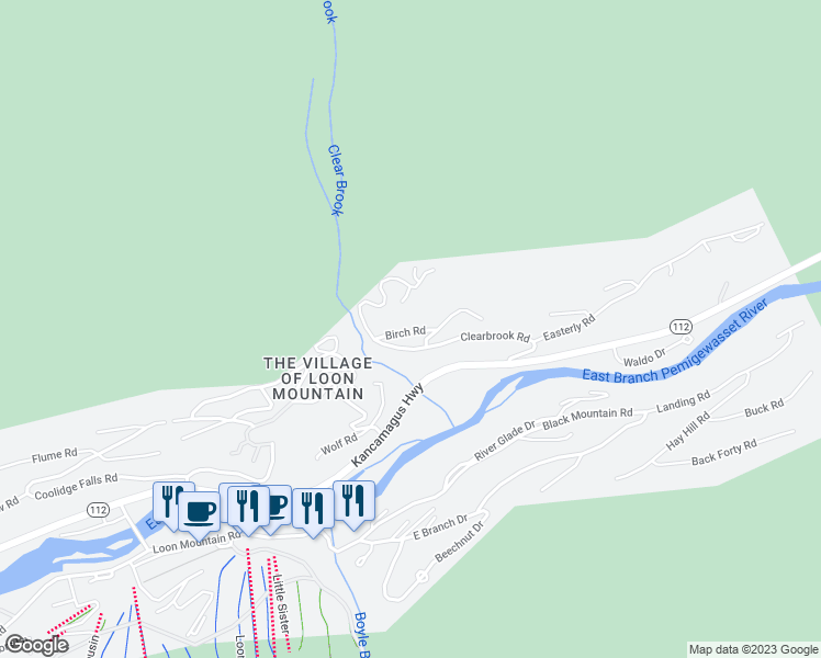 map of restaurants, bars, coffee shops, grocery stores, and more near 15 Birch Road in Lincoln
