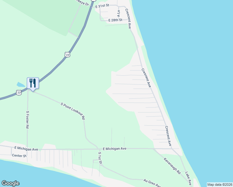 map of restaurants, bars, coffee shops, grocery stores, and more near 5410 East 12th Street in Au Gres