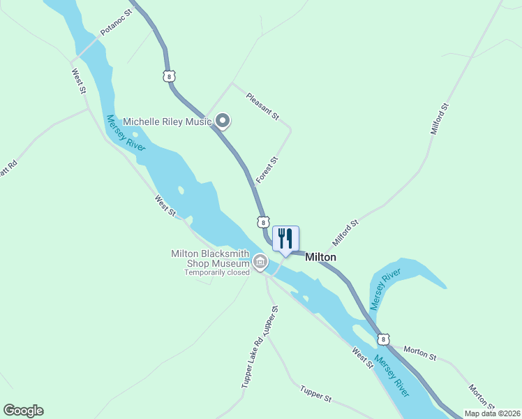 map of restaurants, bars, coffee shops, grocery stores, and more near Nova Scotia Trunk 8 in Milton