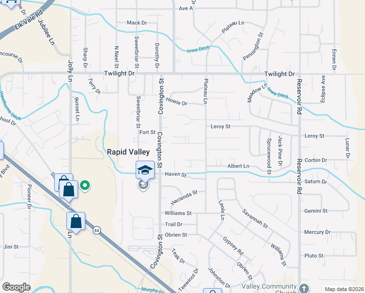 map of restaurants, bars, coffee shops, grocery stores, and more near 4695 Carol Street in Rapid City