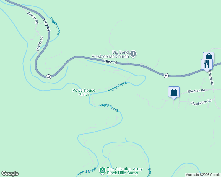 map of restaurants, bars, coffee shops, grocery stores, and more near 23034 Thunderhead Falls Road in Rapid City