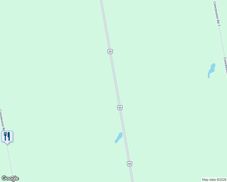 map of restaurants, bars, coffee shops, grocery stores, and more near 3122 Simcoe County Road 50 in Loretto
