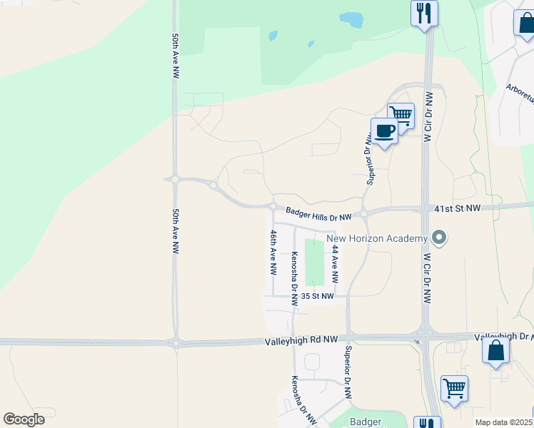 map of restaurants, bars, coffee shops, grocery stores, and more near 3873 46 Avenue Northwest in Rochester