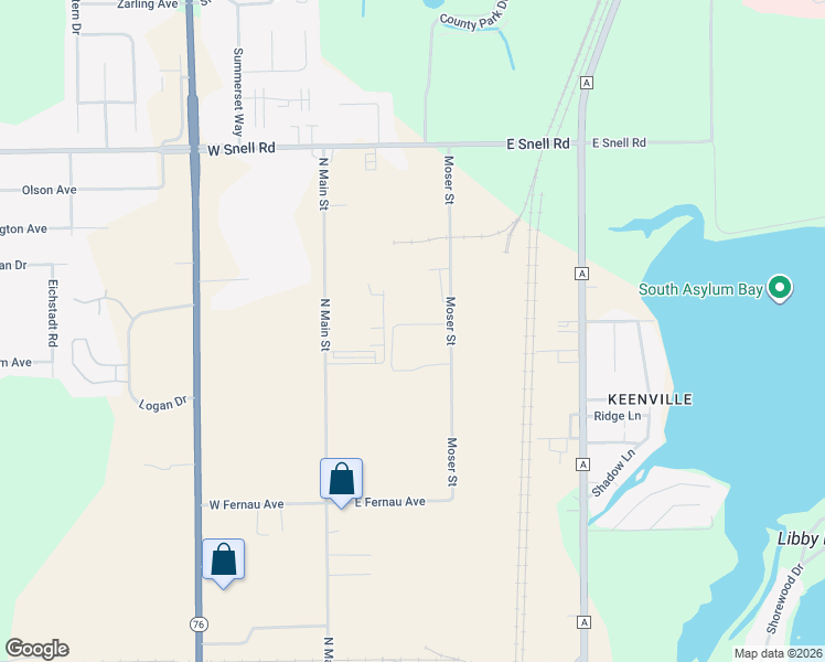 map of restaurants, bars, coffee shops, grocery stores, and more near 3555 Moser Street in Oshkosh